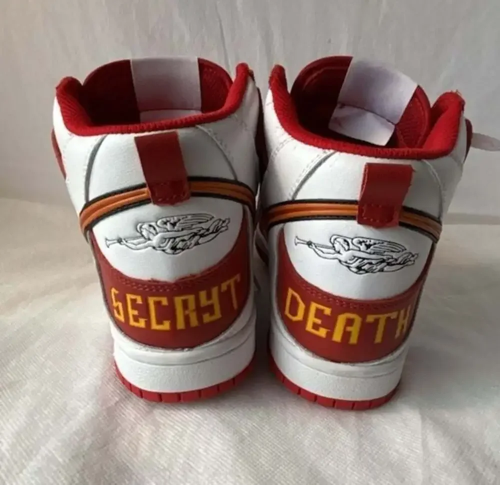 Secryt Death High Top Sneakers Red and‎ White SIZE 7, New Condition